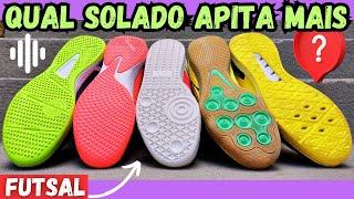 TESTE SOLADO FUTSAL‼ QUAL CHUTEIRA APITA MAIS? QUAL TEM MELHOR TRAÇÃO? BOTEI O SOLADO PRA CANTAR