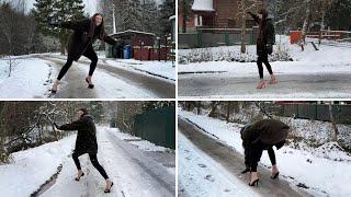 NEW SEASON OPEN! Seven pairs of High Heels on Slippery Ice, High Heels on Ice Comparison (# 1498)