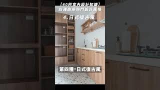 【40秒室內設計知識】4種廚房的熱門設計風格 北歐日式風 北歐清新風 現代風 日式復古風 #室內設計知識系列 #shorts #空間改造 #室內設計 #廚房設計