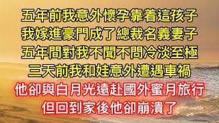 五年前我意外懷孕靠着這孩子，我嫁進豪門成了總裁名義妻子，五年間對我不聞不問冷淡至極，三天前我和娃意外遭遇車禍，他卻與白月光遠赴國外蜜月旅行，但回到家後他卻崩潰了