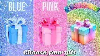 Choose your gift || 3 gift box challenge, 2 good & 1 bad || Blue, Pink & Rainbow #chooseyourgift