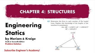 4-1 | Engineering Statics | Method of joints | Chapter 4 | Engineers Academy