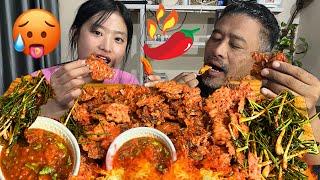 Spicy Pakora Challenge With Dad| Mukbang |