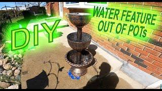 WATER FOUNTAIN OUT OF A 3 TIER POT   HD 1080p