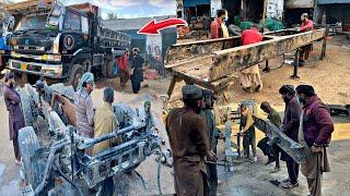 How to restore rusted and broken frame of Japanese truck in Pakistan and make it for 40 ton load