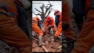 Dog Rescue from Mudslide   Trapped in the Sludge, Saved Just in Time