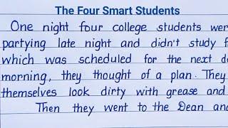 The four smart students | english story | writing | English handwriting practice |  Eng Teach