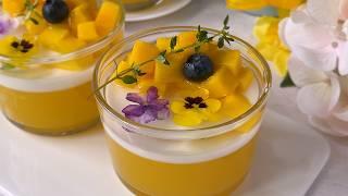 Refreshing Mango Jelly with Pretty Wildflowers | Fruit Jelly Recipe | Agar-agar Recipe