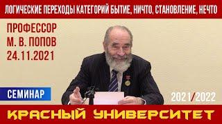 Логические переходы категорий бытие, ничто, становление, нечто. М. В. Попов. 24.11.2021.