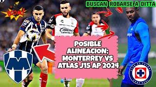 ⏺️POSIBLE ALINEACION; MONTERREY vs ATLAS J15 AP 2024 | Equipo de LIGA MX Que Busca ROBARSE a DITTA