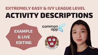 The FASTEST & MOST EFFECTIVE strategy for Common Application ACTIVITY DESCRIPTIONS | College Lead