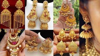 Jhumki style gold earrings||new gold earrings designs||erha style & fashion