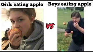 Girls eating apple VS Boys eating apple || MG edits || #girlsvsboysmemes