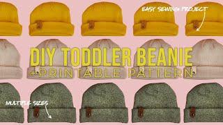 DIY Toddler Beanie + Printable PDF Sewing PATTERN (EASY SEWING PROJECT) (STEP BY STEP TUTORIAL)