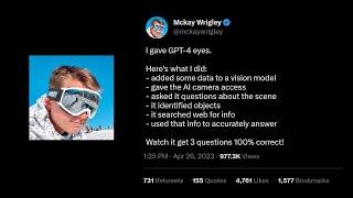 McKay Wrigley - I gave GPT4 eyes - AI CAN SEE!!