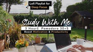 3-HOUR WORK/STUDY WITH ME  LoFi Music Deep Focus Playlist ⏰ Pomodoro 30/5 Afternoon Session