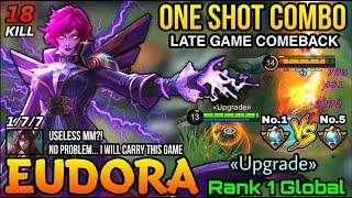 One Shot K.O Combo! Hard Carry Eudora VS Supreme No.5 Cyclops - Top 1 Global Eudora «Upgrade» - MLBB