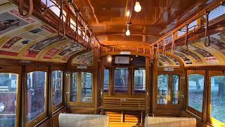 Interior of historic Tram 15, with reversible seat backs, Tramway Museum, St Kilda, South Australia