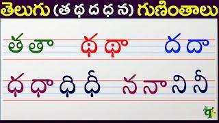 త థ ద ధ న గుణింతాలు| Tha Ttah Dha Ddha Na guninthalu | How to write Telugu guninthalu @TeluguVanam ​