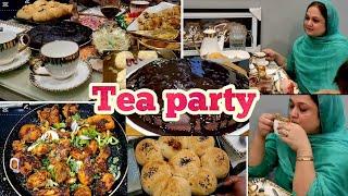 Tea party!// ghar py ki tea party \\ Chicken Tikka \\cheese balls \\pehla piyar chocolate Ckake ky s