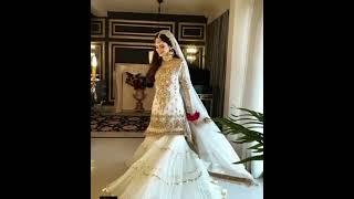 white and golden nikah dress idea/ white bridal dress design/ white gotta work garara nikah dress