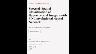 Spectral–Spatial Classification of Hyperspectral Imagery with 3D Convolutional Neural... | RTCL.TV