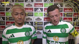 Celtic's Daizen Maeda and Callum McGregor speak after 3-1 victory against Hibernian