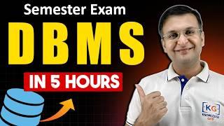 Complete DBMS Data Base Management System in one shot | Semester Exam | Hindi