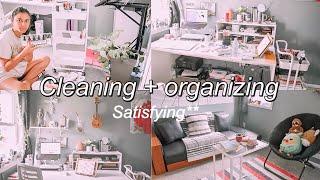 Deep cleaning + Organizing my Home Office *Fall office clean with me* (Satisfying too)