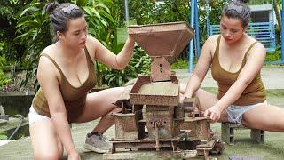 Girl repairs abandoned corn mill that has been rusting for nearly 100 years and makes it work again