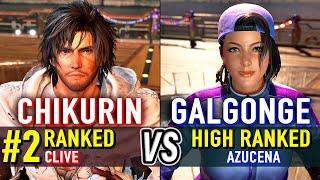 T8  CHIKURIN (#2 Ranked Clive) vs GALGONGE (High Ranked Azucena)  Tekken 8 High Level Gameplay