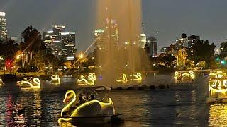 Walking Echo Park Lake at night. A great view. A serene walk.