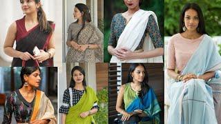 Formal Saree blouse designs || Blouse Design For Office Wear Sarees #2024