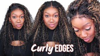 4C Edges Highlight Curly Wig Pre Bleached Knots HD Lace Front Wig Ready Go Glueless Wig Hermosa Hair