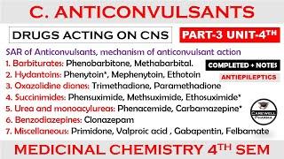 Anticonvulsant or Antiepileptic (complete) SAR  + Mechanism || Part-3 Unit-4 | Medicinal Chemistry 1