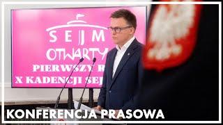 Konferencja prasowa marszałka Sejmu Szymona Hołowni.