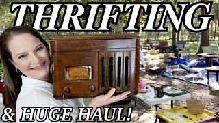 THRIFTING A MASSIVE YARD SALE + HUGE THRIFT HAUL! Thrifting Home Decor• Thrift with Me