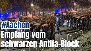 Aachen: Empfang vom schwarzen Antifa-Block