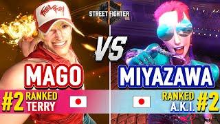 SF6  MAGO (#2 Ranked Terry) vs MIYAZAWA (#2 Ranked A.K.I.)  Street Fighter 6 High Level Gameplay