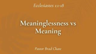 Meaninglessness vs Meaning - Ecclesiastes 1:1-18 - 3/02/25