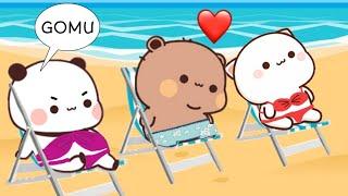 Peachu Caught Gomu staring  girls at beach|| Peach Goma | Bubu Dudu | Sugarbrownie | KittensIsland