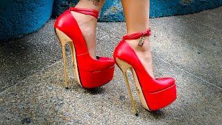 Shiny Red Giaro High Heels Pumps #luxury #highheels #walking