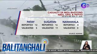 Casualty sa mga Bagyong Nika, Ofel at Pepito (as of 8 a.m., Nov. 21, 2024) | Balitanghali