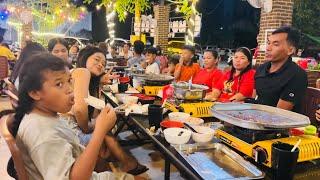 At Samuth Buffet BBQ Battambang with my family