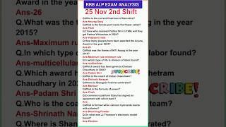 RRB ALP EXAM ANALYSIS|25 Nov 2nd Shift|RRB ALP paper analysis today#rrbalp2024#rrbalp#shorts#gkgs