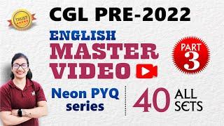 SSC CGL PRE 2022 ALL 40 Sets English Previous Year Papers Part 3 || #ssccgl2024 #sscenglish