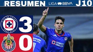 Cruz Azul 3-0 Chivas, goleada y liderato celeste / J10 CL24