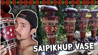 Crafting Kuki Traditional Shawl Print on Wooden Vase | Saipikhup Jem