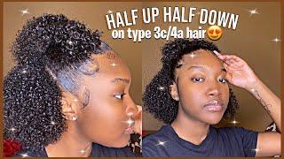 Half Up-Half Down tutorial on natural hair