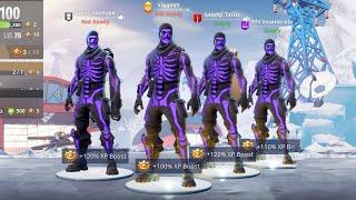 the most OG *TRYHARD* Fortnite squad EVER..  (ALL PURPLE SKULL TROOPER)